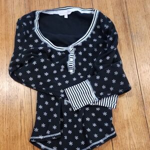 Victoria's Secret Black and White Knit  Pajama Top